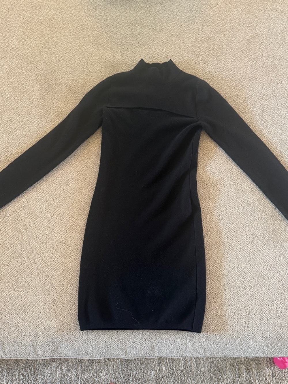 Leith Black Long-Sleeve Mock Neck Bodycon Dress